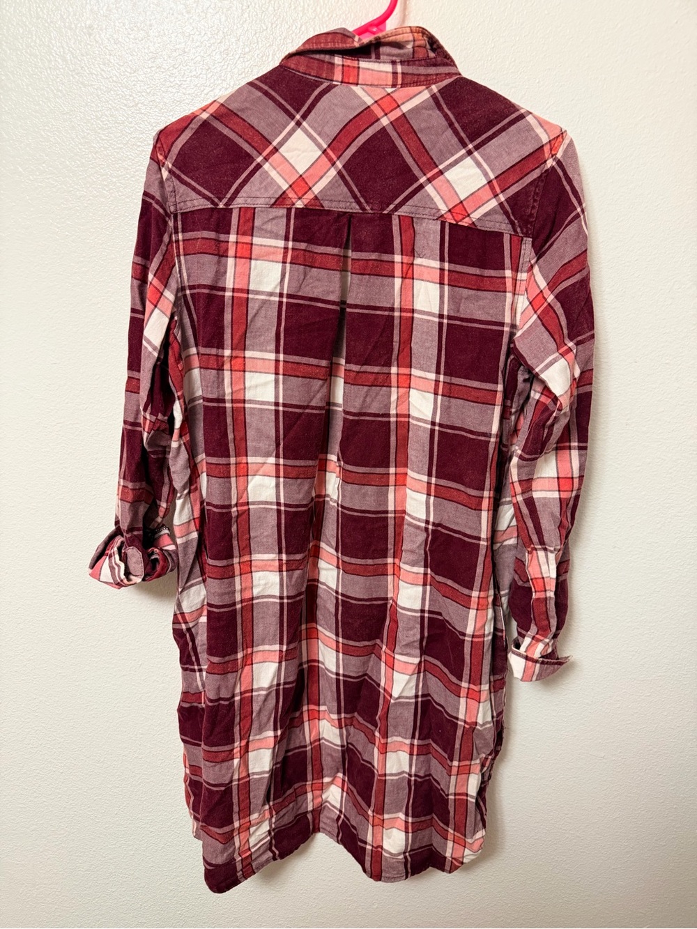 Vanilla Star Burgundy and White Plaid Button-Down Shirt - Picture 2 of 2